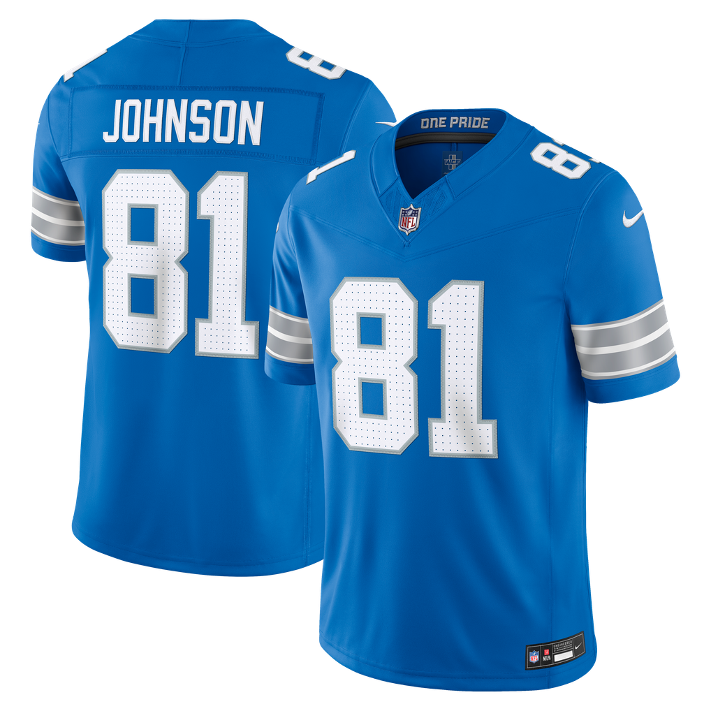 Men's Detroit Lions Calvin Johnson Blue Vapor F.U.S.E. Stitched Retired Limited Jersey