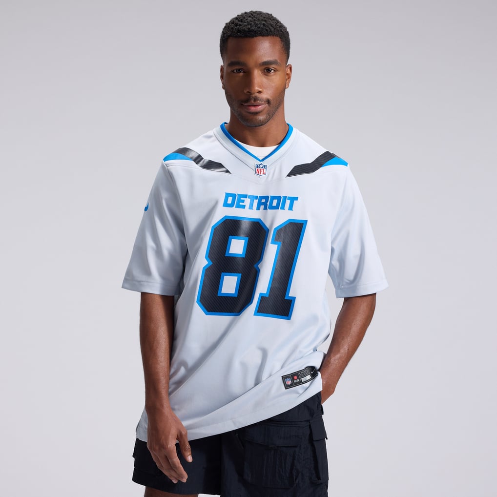 Men's Detroit Lions Calvin Johnson Silver 2026 Rivalries Collection Game Jersey