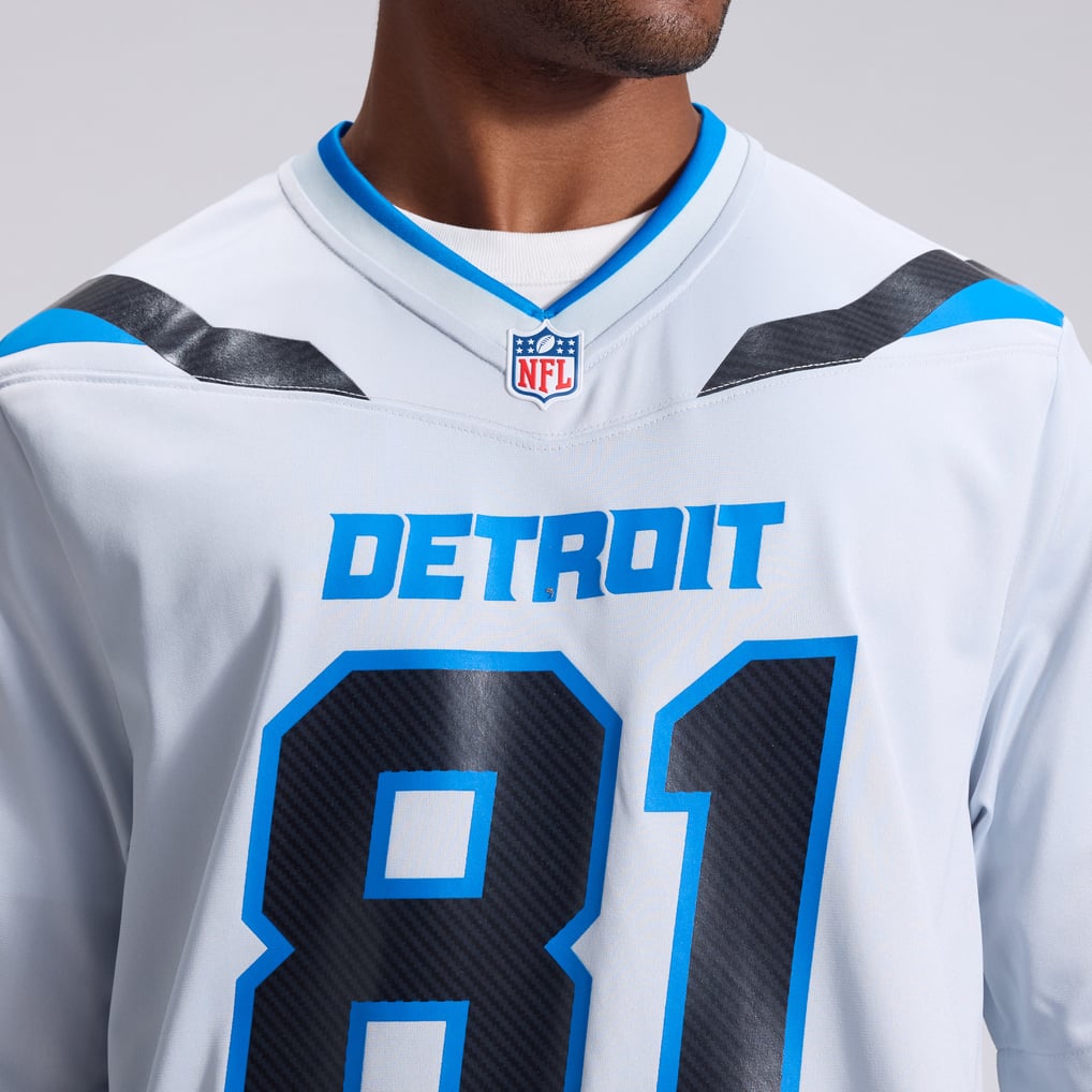 Men's Detroit Lions Calvin Johnson Silver 2026 Rivalries Collection Game Jersey