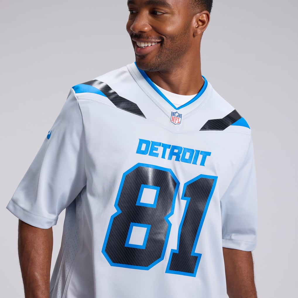 Men's Detroit Lions Calvin Johnson Silver 2026 Rivalries Collection Game Jersey