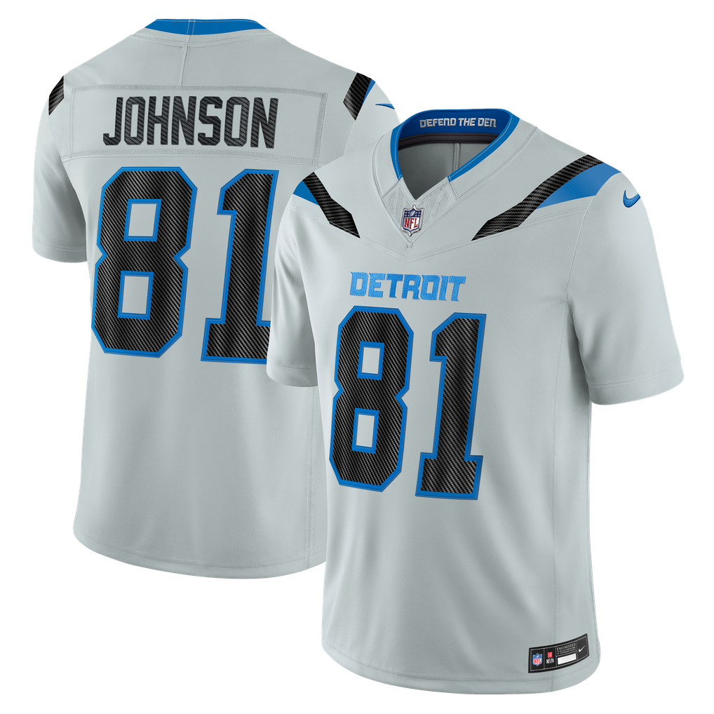 Men's Detroit Lions Calvin Johnson Silver 2026 Rivalries Collection Stitched Limited Jersey