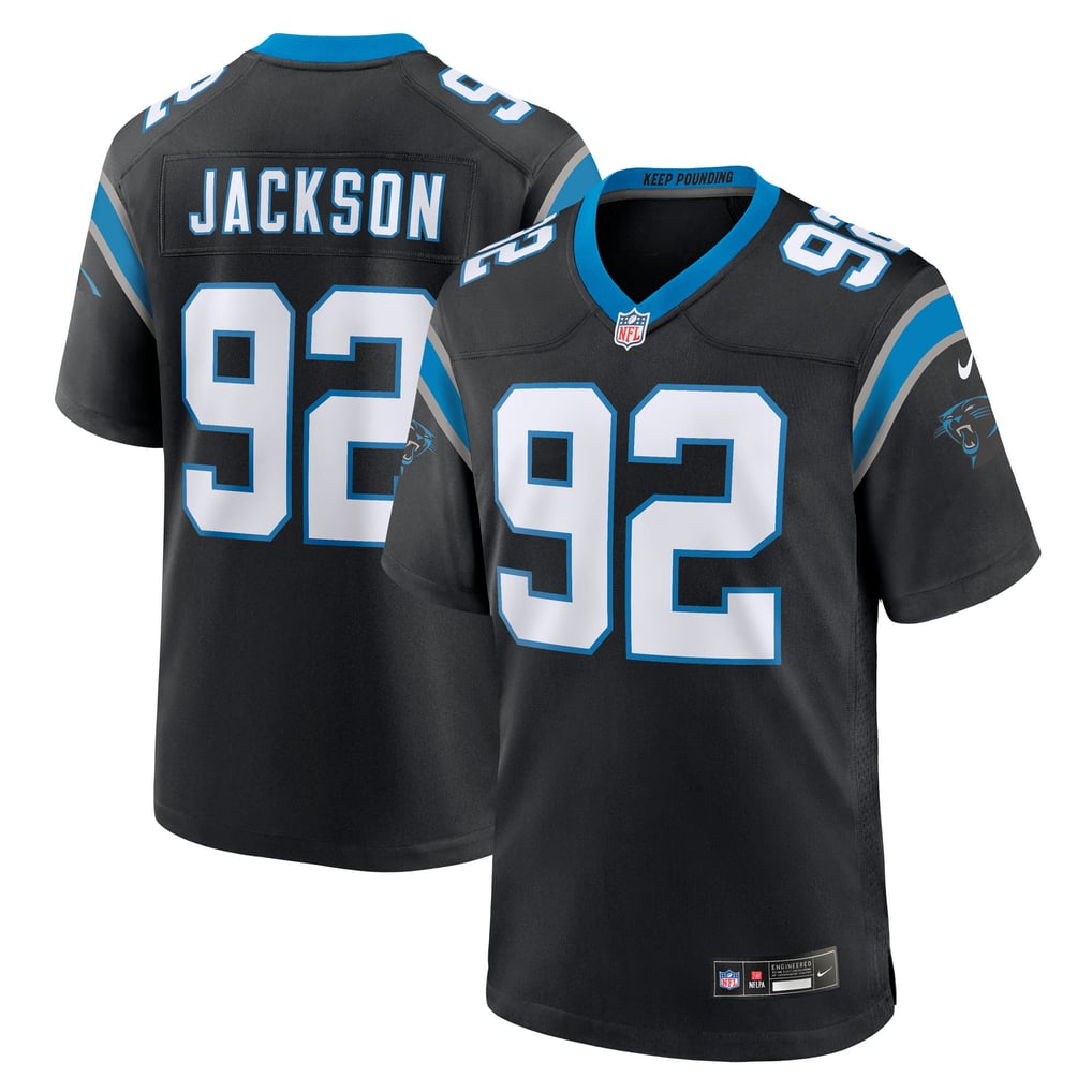 Men's Carolina Panthers Cam Jackson Black Team Game Jersey