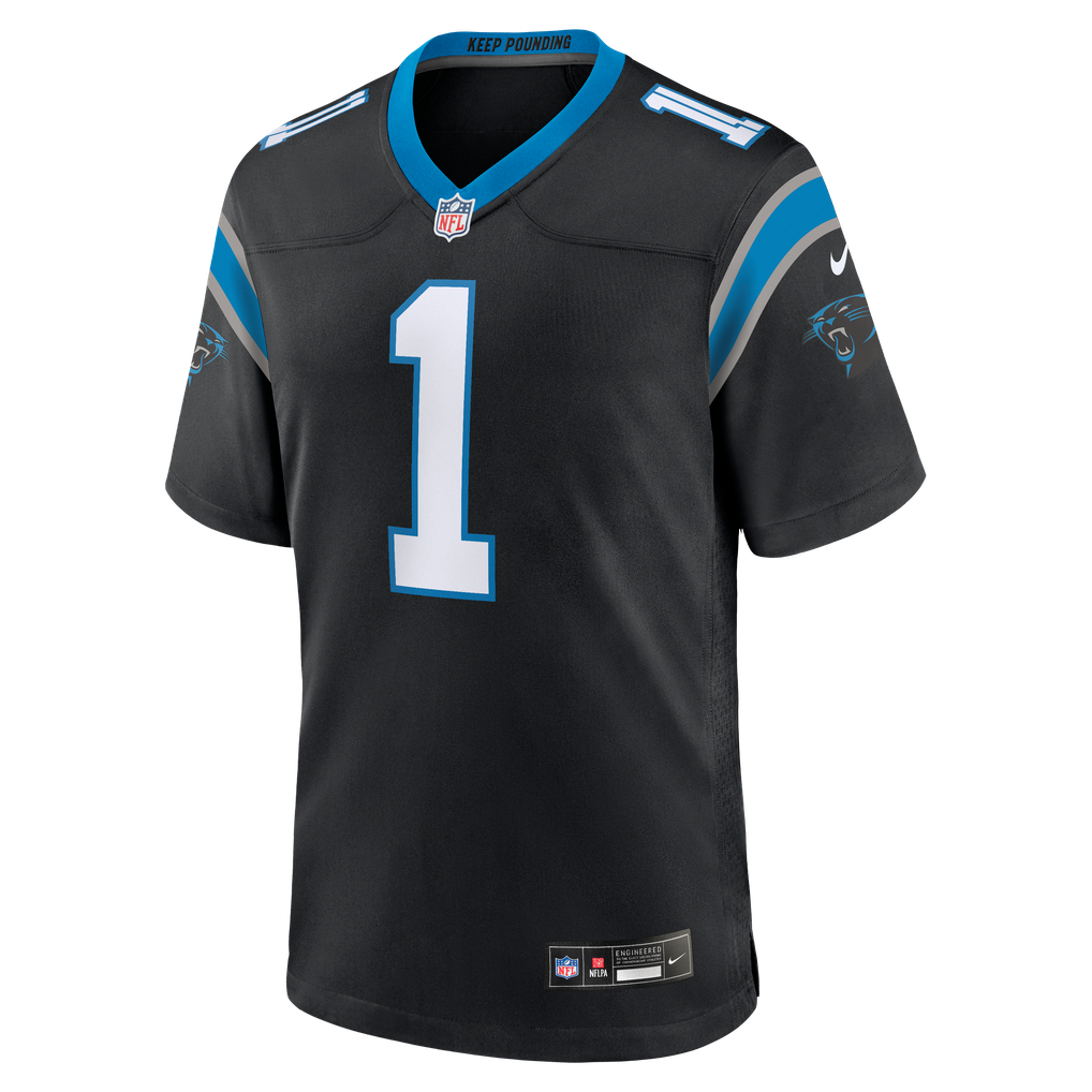 Men's Carolina Panthers Cam Newton Black Team Retired Game Jersey