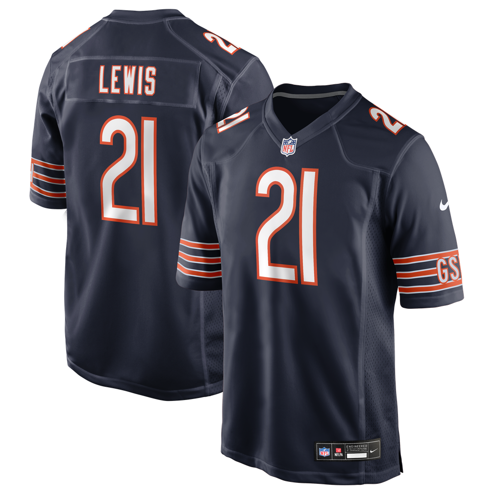 Men's Chicago Bears Cameron Lewis Navy Team Game Jersey