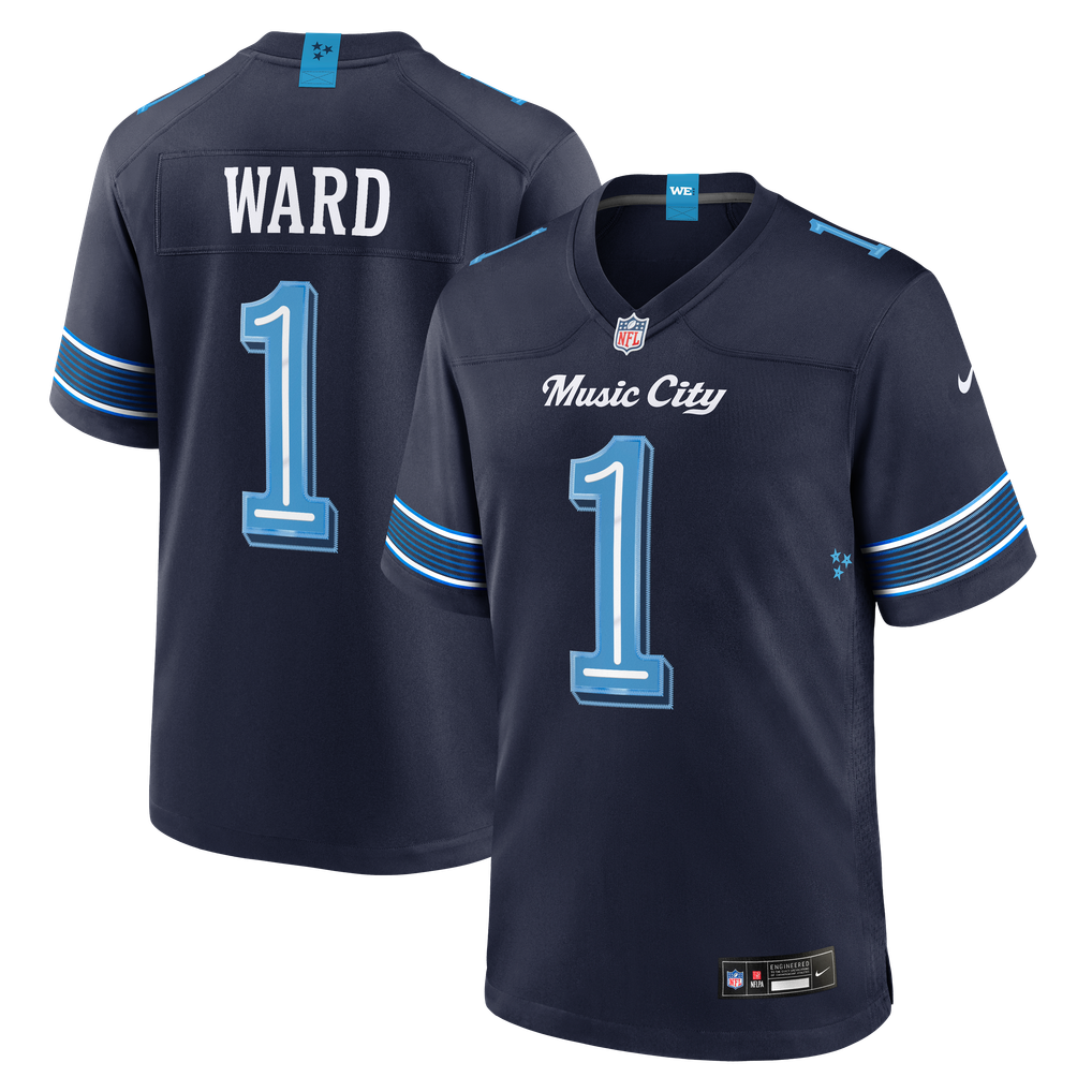 Men's Tennessee Titans Cameron Ward Navy 2026 Rivalries Collection Game Jersey