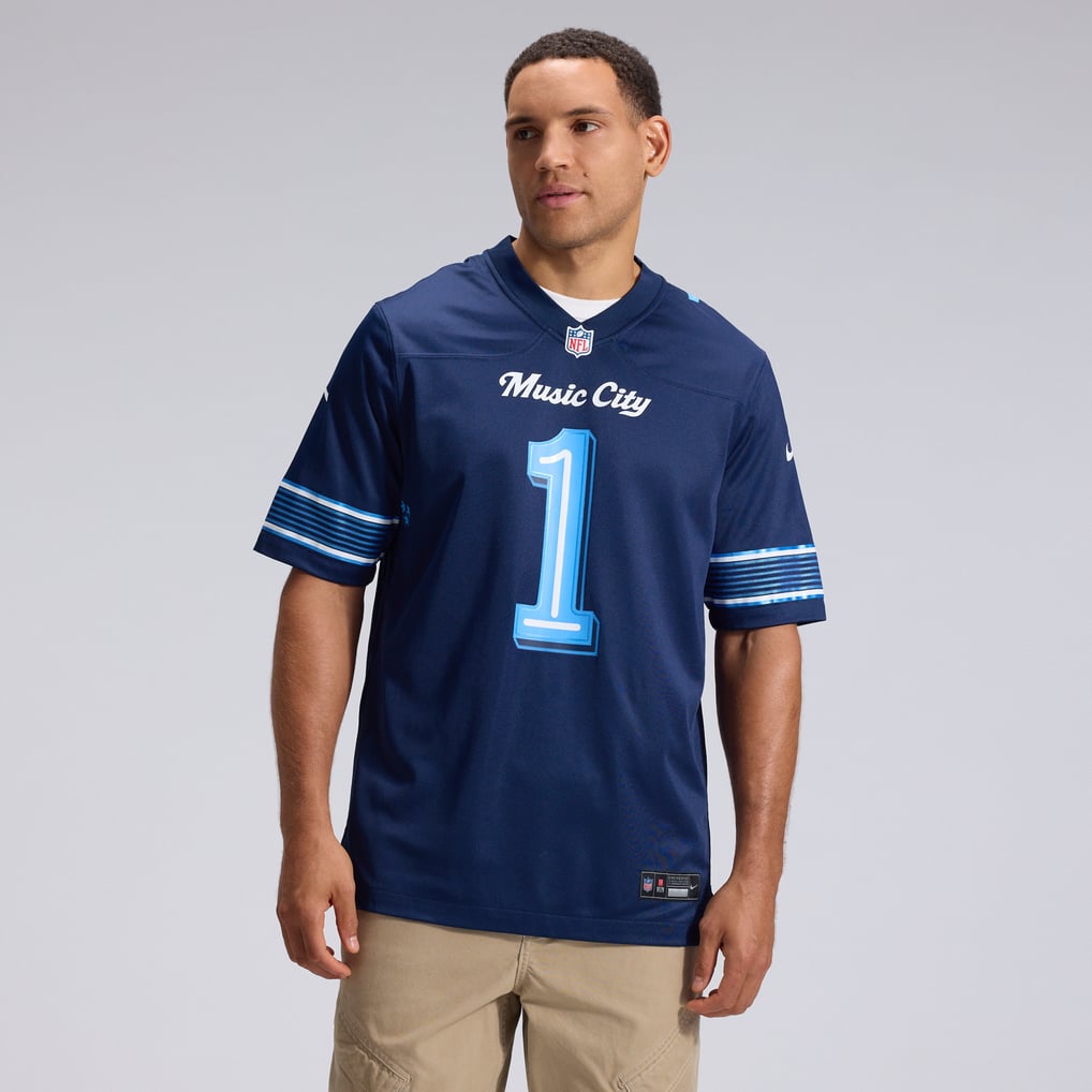 Men's Tennessee Titans Cameron Ward Navy 2026 Rivalries Collection Game Jersey