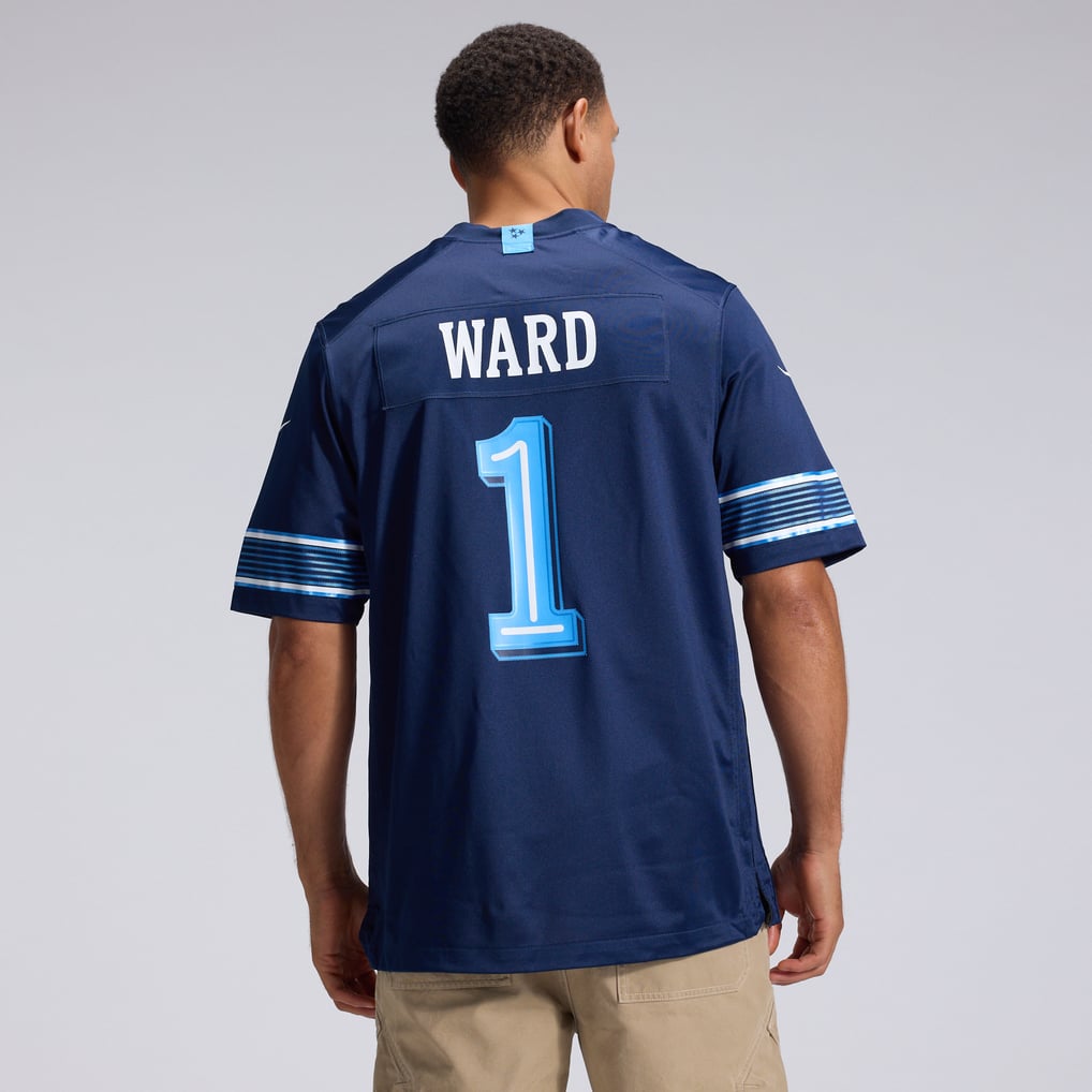 Men's Tennessee Titans Cameron Ward Navy 2026 Rivalries Collection Game Jersey