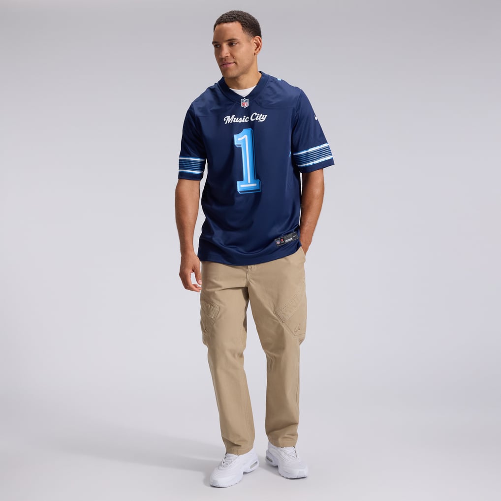 Men's Tennessee Titans Cameron Ward Navy 2026 Rivalries Collection Game Jersey