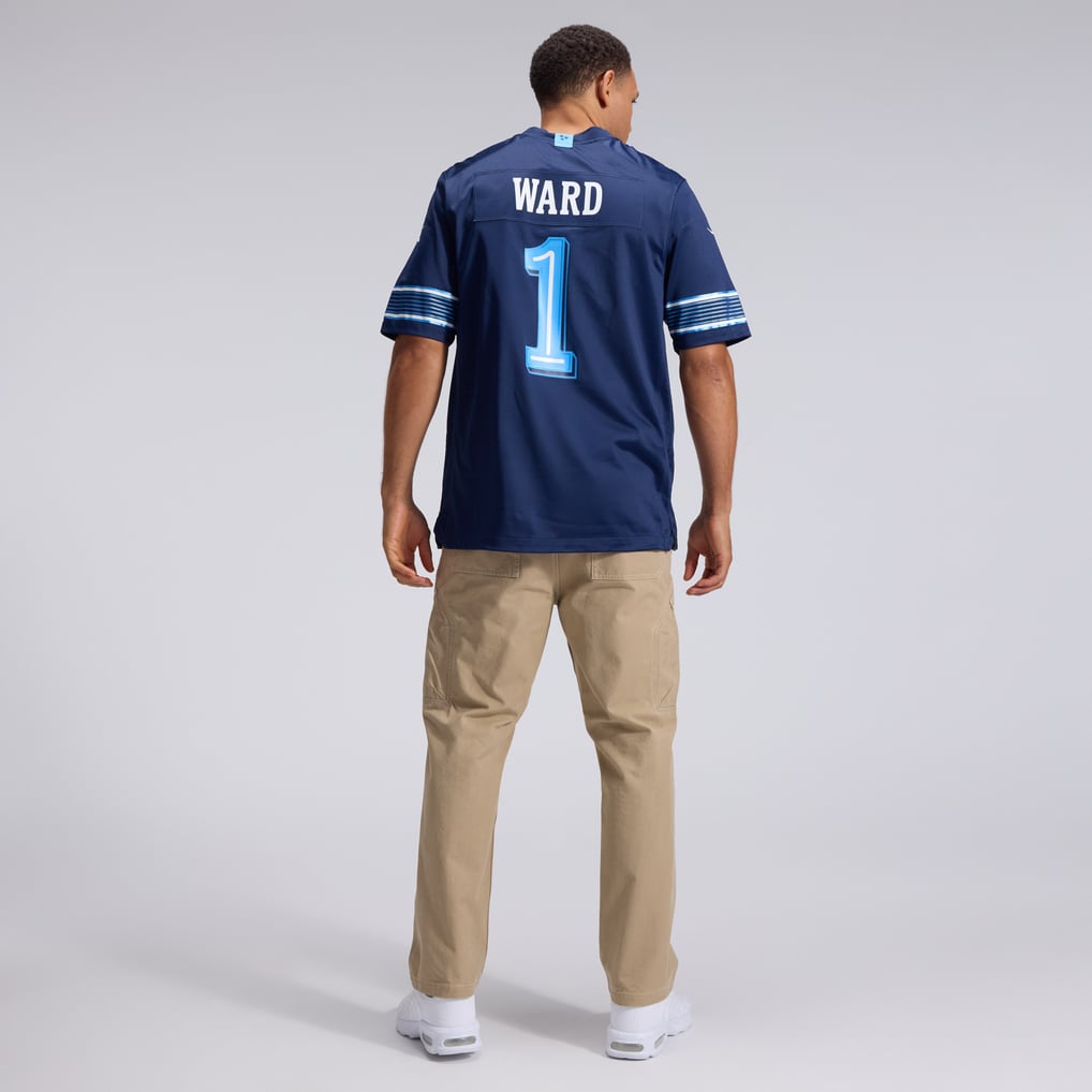 Men's Tennessee Titans Cameron Ward Navy 2026 Rivalries Collection Game Jersey