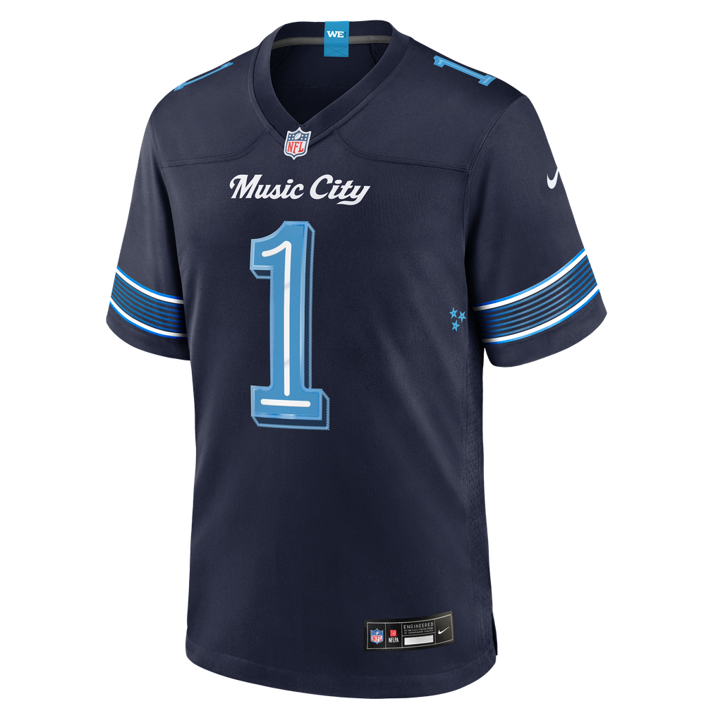 Men's Tennessee Titans Cameron Ward Navy 2026 Rivalries Collection Game Jersey