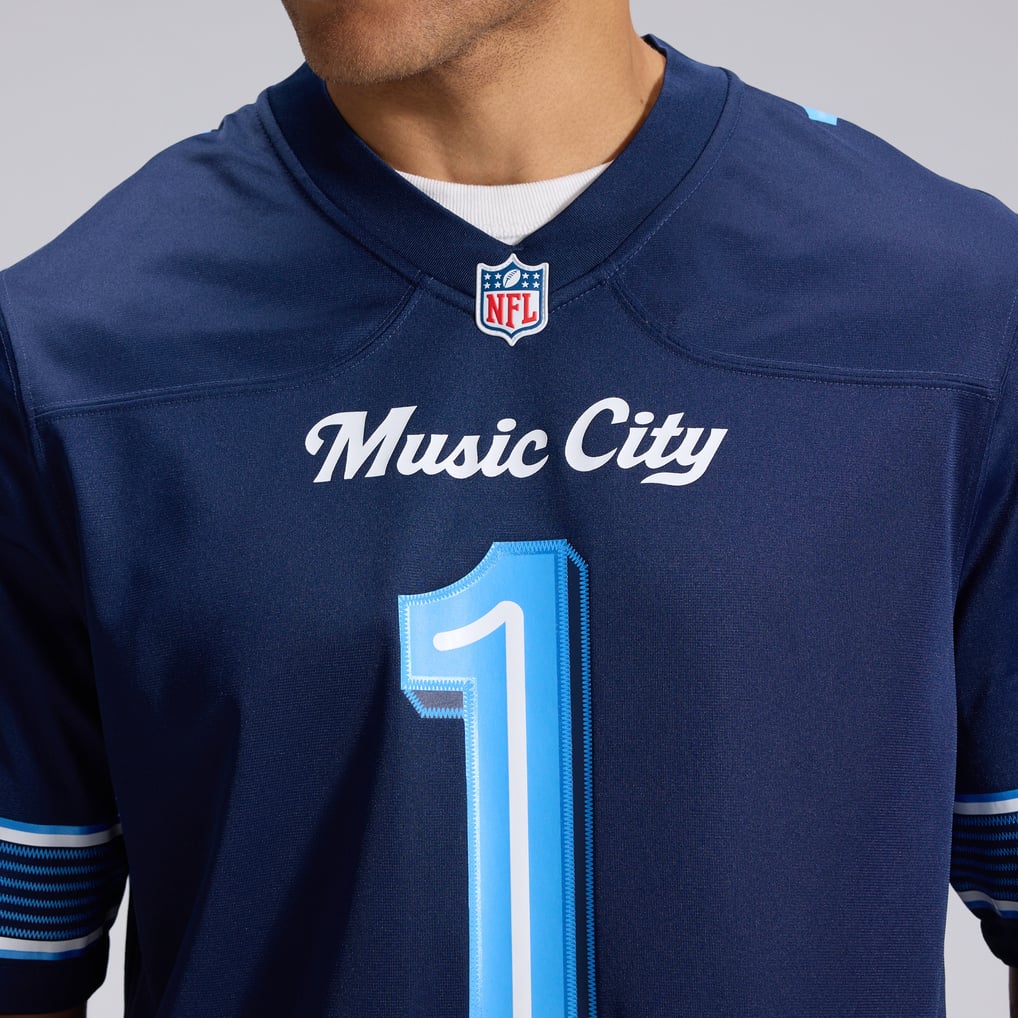 Men's Tennessee Titans Cameron Ward Navy 2026 Rivalries Collection Game Jersey