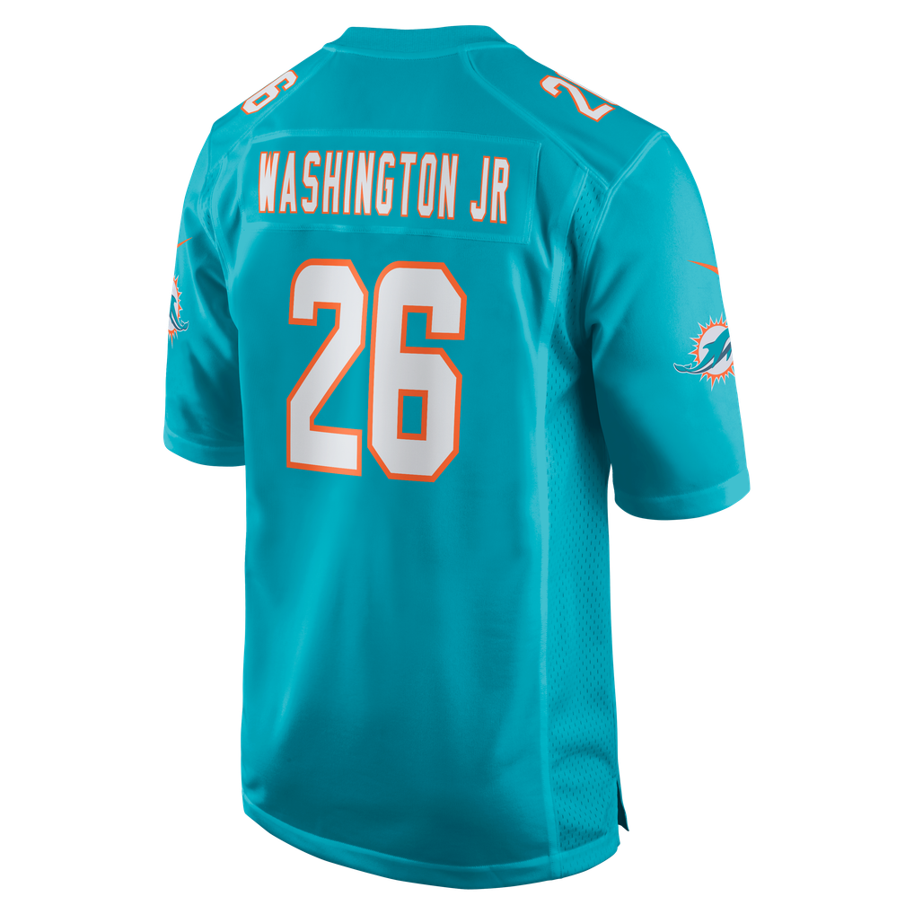 Men's Miami Dolphins Carlos Washington Jr. Aqua Team Game Jersey
