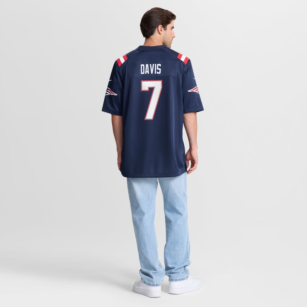 Men's New England Patriots Carlton Davis Navy Team Game Jersey