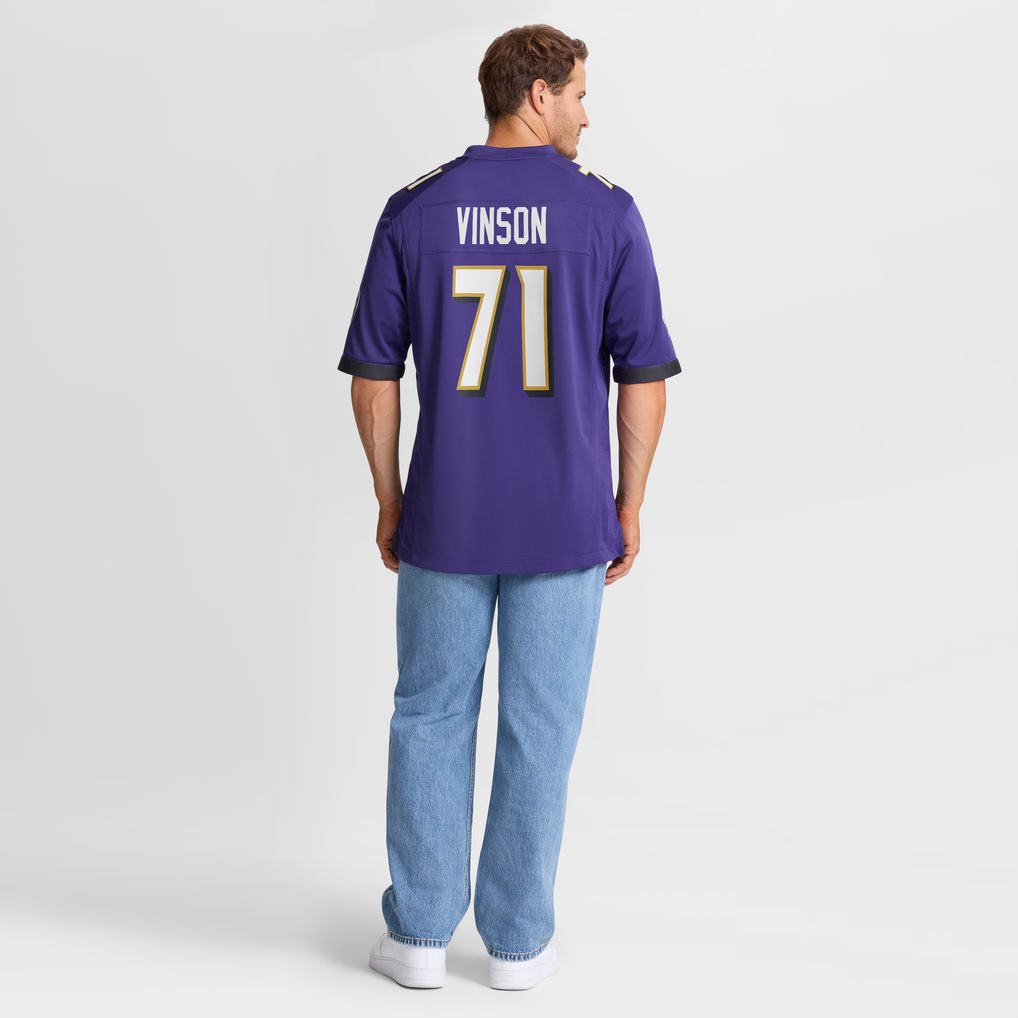 Men's Baltimore Ravens Carson Vinson Purple Team Game Jersey