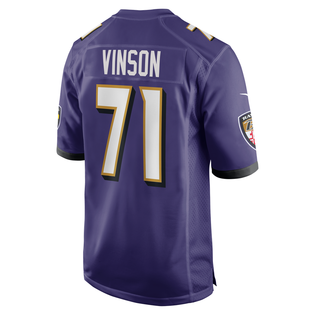 Men's Baltimore Ravens Carson Vinson Purple Team Game Jersey