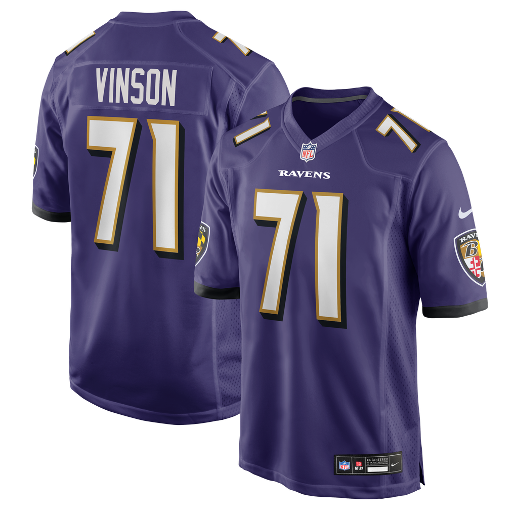 Men's Baltimore Ravens Carson Vinson Purple Team Game Jersey