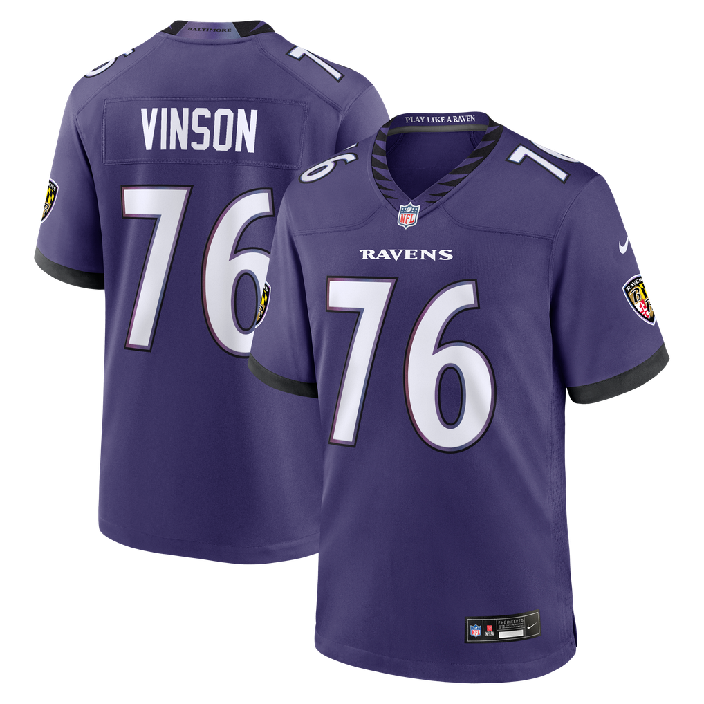 Men's Baltimore Ravens Carson Vinson Purple Team Game Jersey