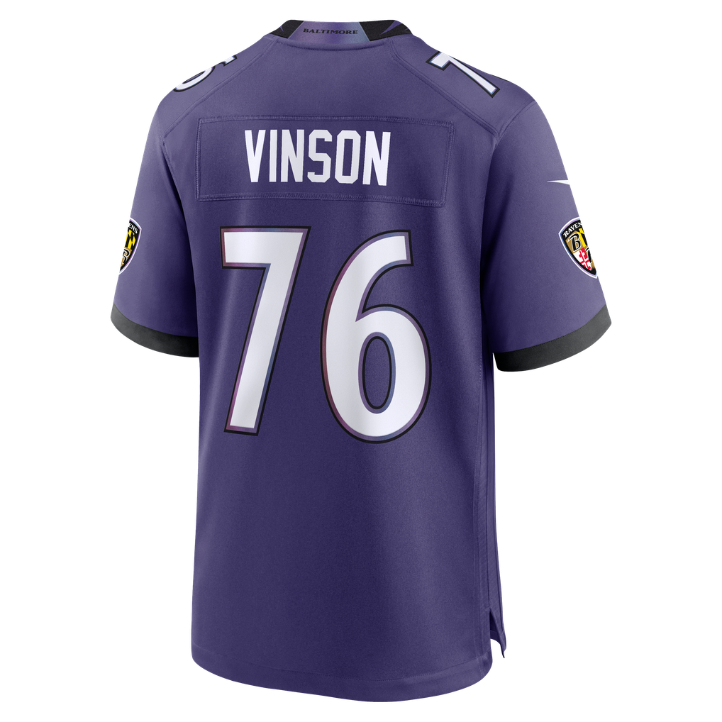Men's Baltimore Ravens Carson Vinson Purple Team Game Jersey