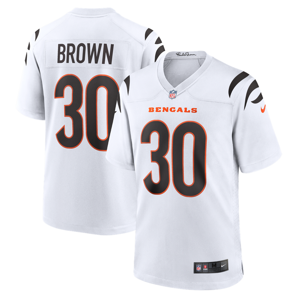 Men's Cincinnati Bengals Chase Brown White Game Jersey