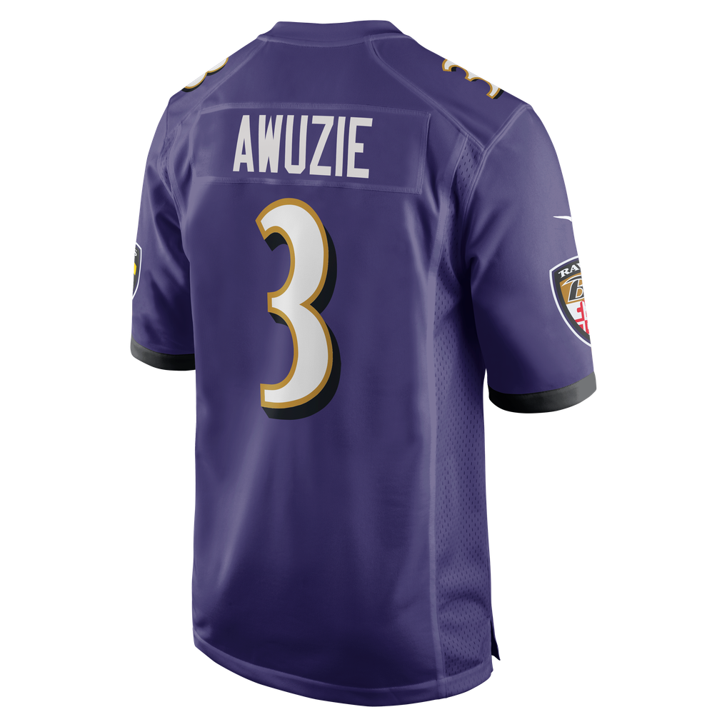 Men's Baltimore Ravens Chidobe Awuzie Purple Team Game Jersey