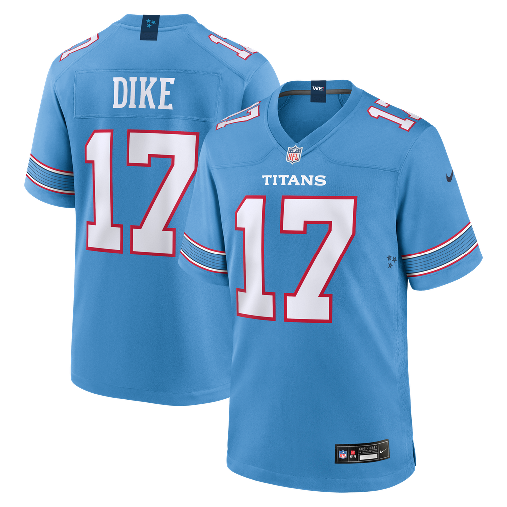 Men's Tennessee Titans Chimere Dike Light Blue Team Game Jersey