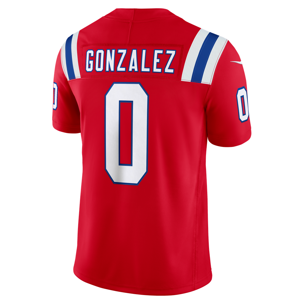 Men's New England Patriots Christian Gonzalez Red Alternate Vapor F.U.S.E. Stitched Limited Jersey