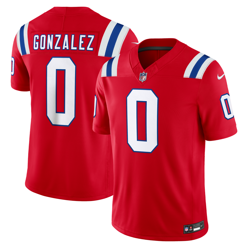 Men's New England Patriots Christian Gonzalez Red Alternate Vapor F.U.S.E. Stitched Limited Jersey