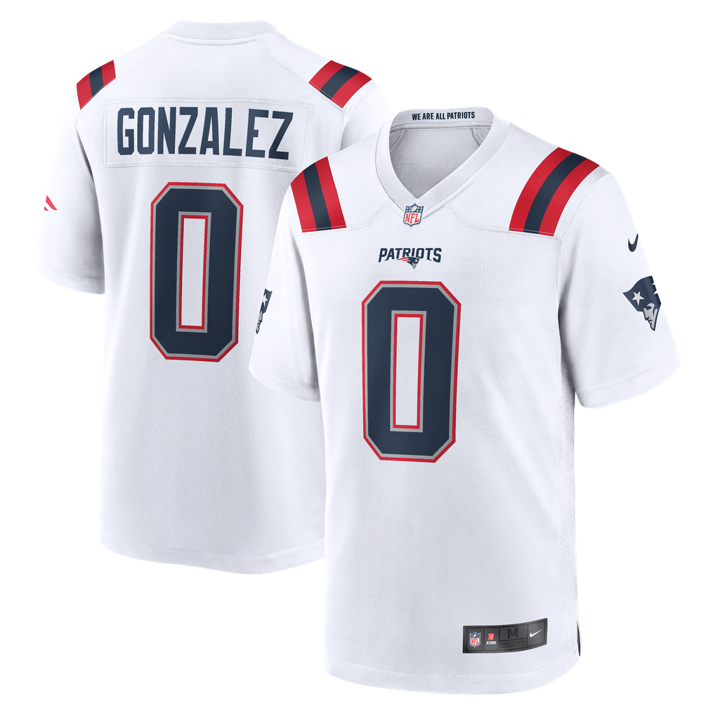 Men's New England Patriots Christian Gonzalez White Game Jersey