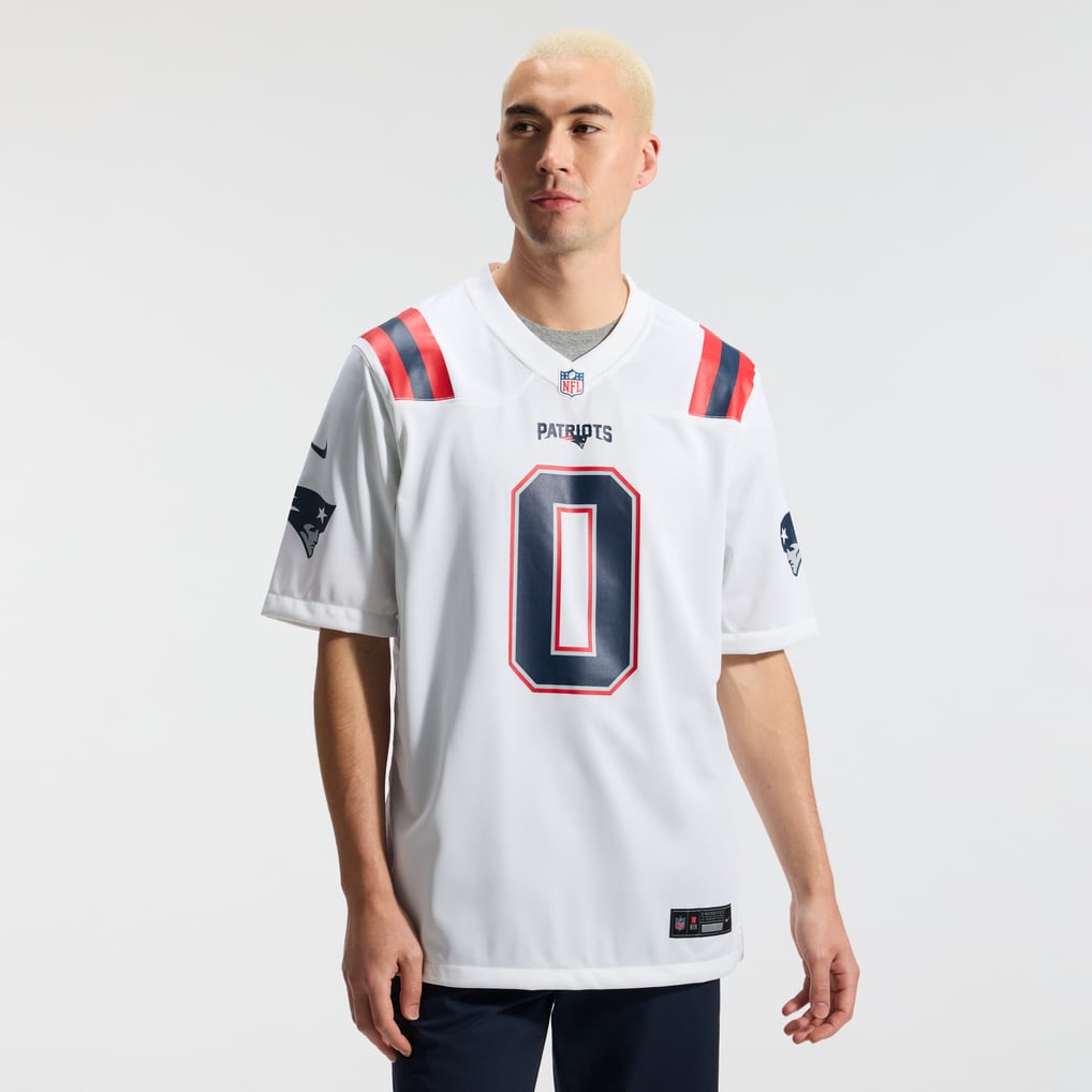 Men's New England Patriots Christian Gonzalez White Game Jersey