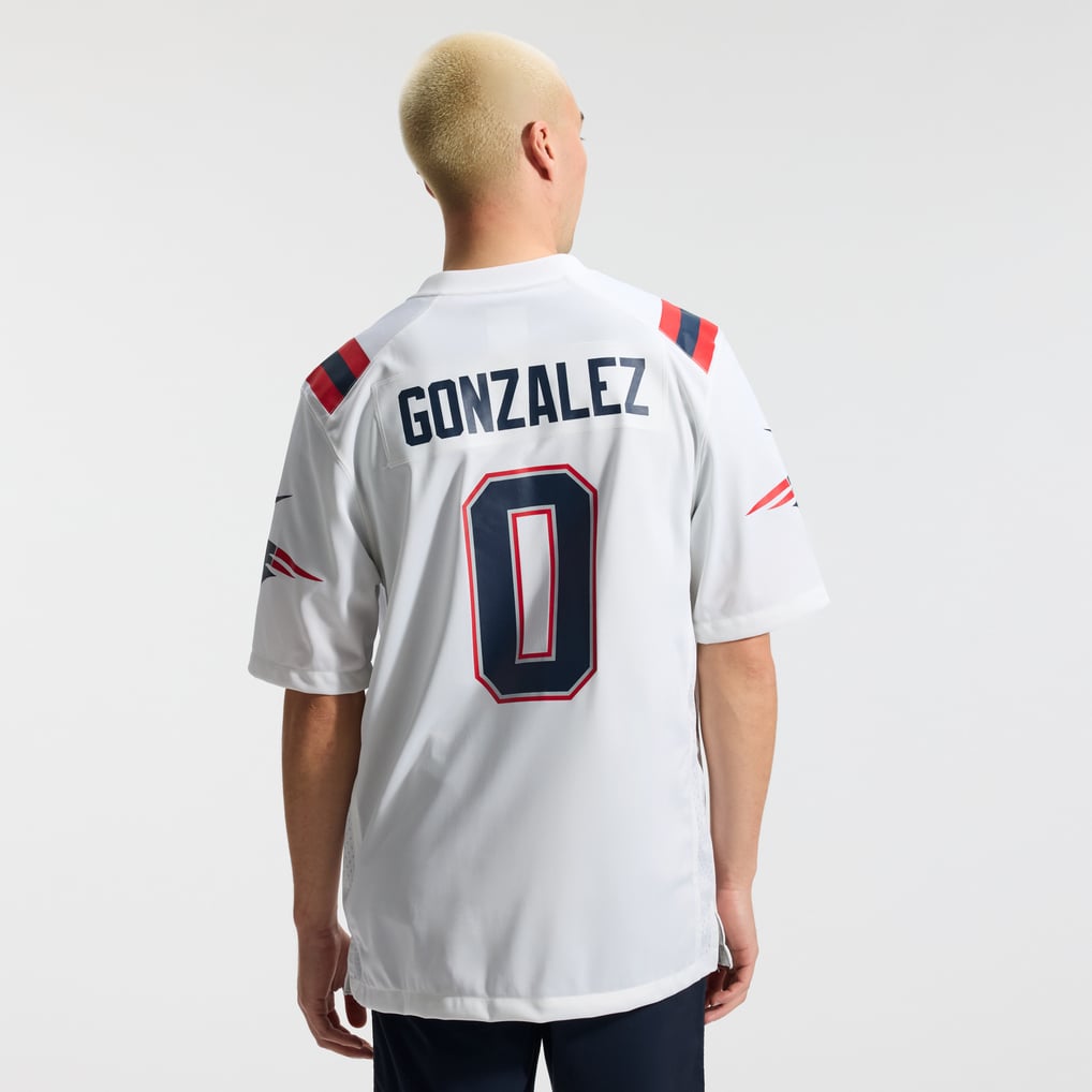 Men's New England Patriots Christian Gonzalez White Game Jersey
