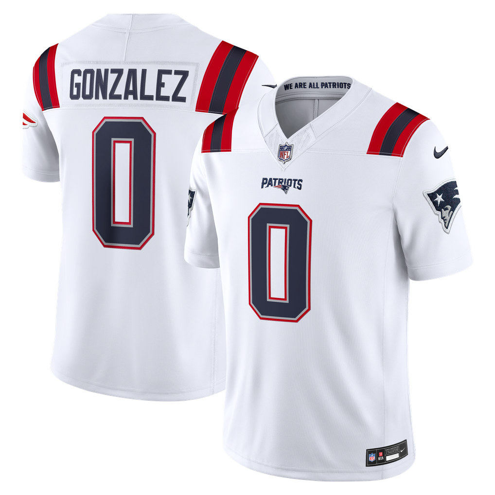 Men's New England Patriots Christian Gonzalez White Vapor F.U.S.E. Stitched Limited Jersey