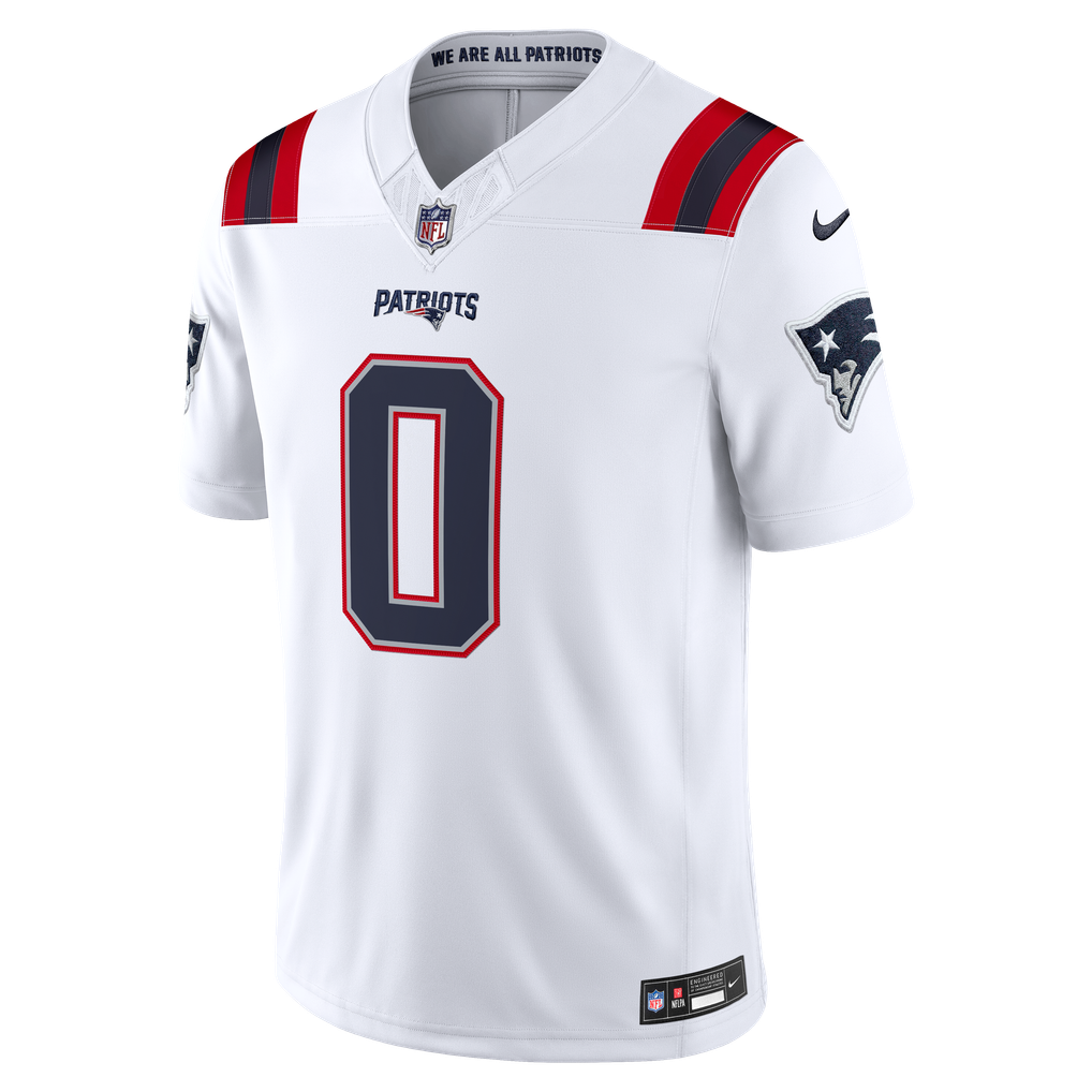 Men's New England Patriots Christian Gonzalez White Vapor F.U.S.E. Stitched Limited Jersey
