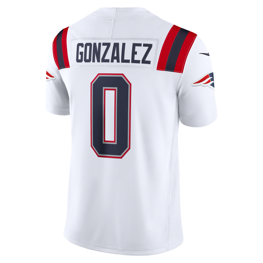 Men's New England Patriots Christian Gonzalez White Vapor F.U.S.E. Stitched Limited Jersey
