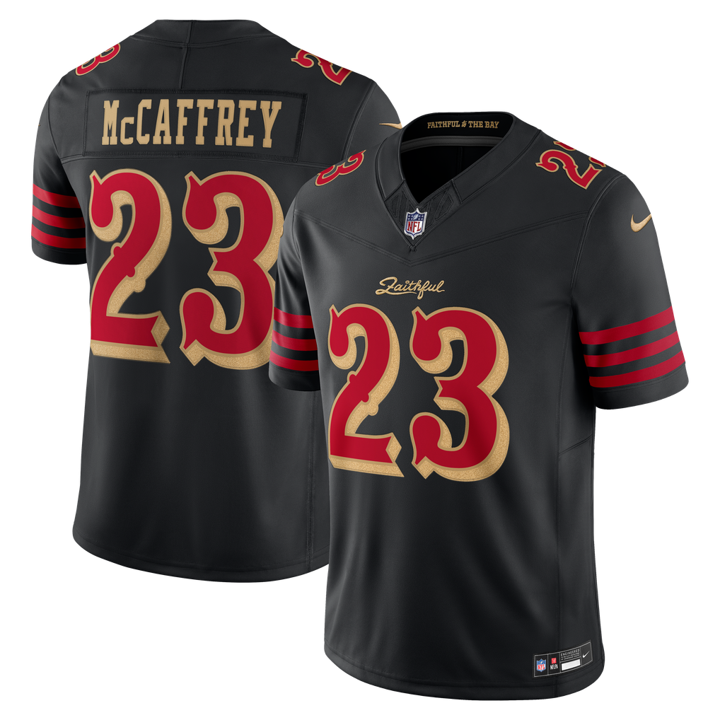 Men's San Francisco 49ers Christian McCaffrey Black Rivalries Collection Stitched Limited Jersey