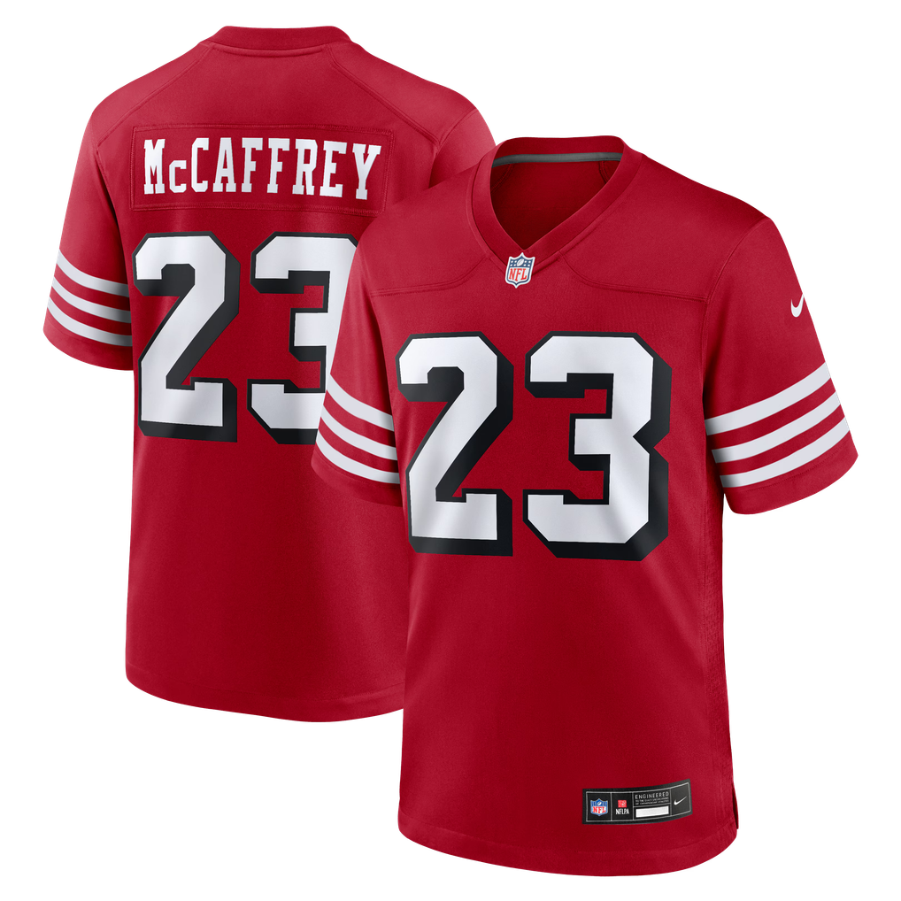 Men's San Francisco 49ers Christian McCaffrey Scarlet Alternate Game Player Jersey