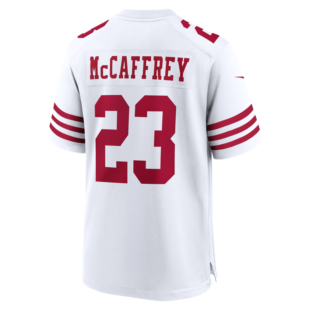Men's San Francisco 49ers Christian McCaffrey White 80th Anniversary Game Jersey