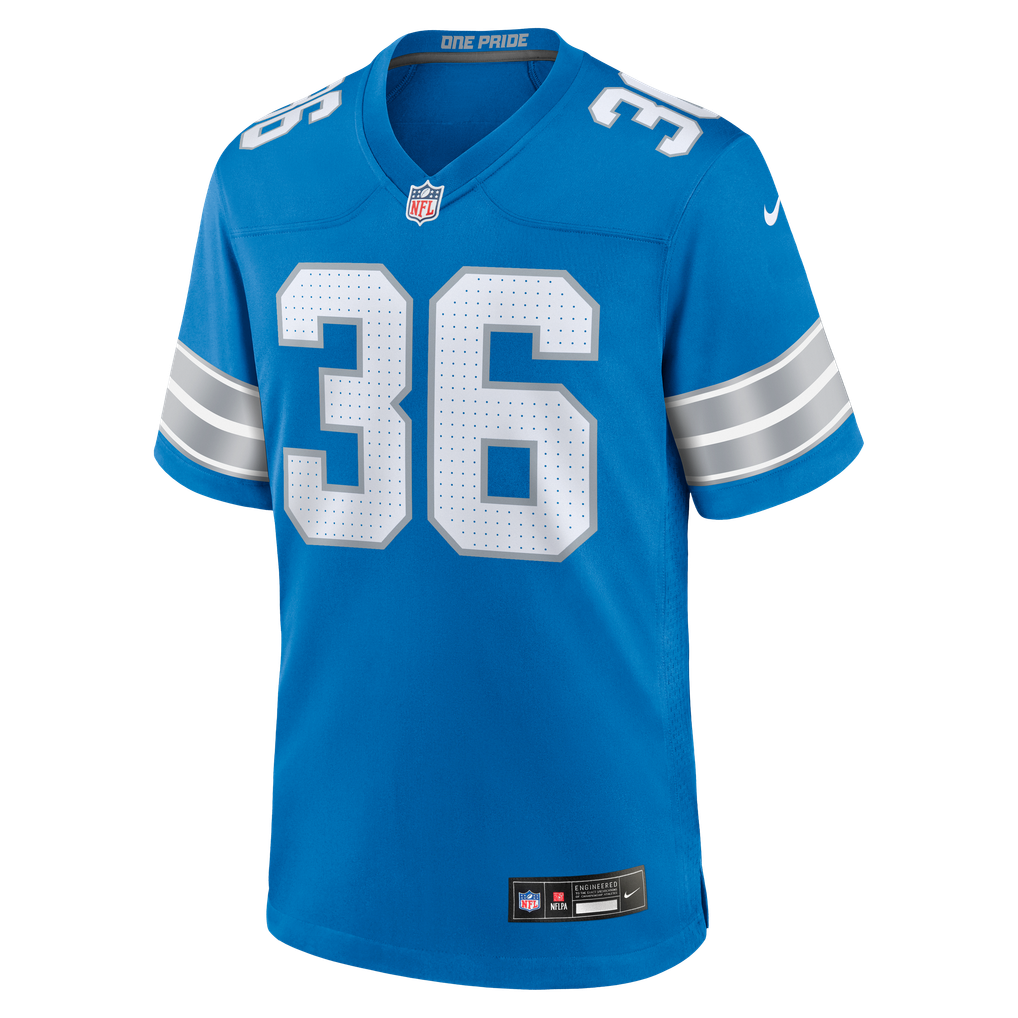 Men's Detroit Lions Chuck Clark Blue Team Game Jersey