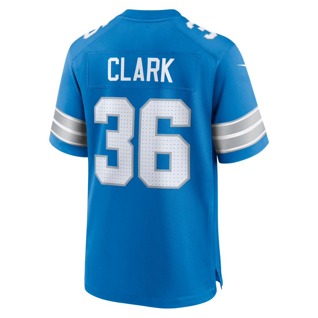 Men's Detroit Lions Chuck Clark Blue Team Game Jersey