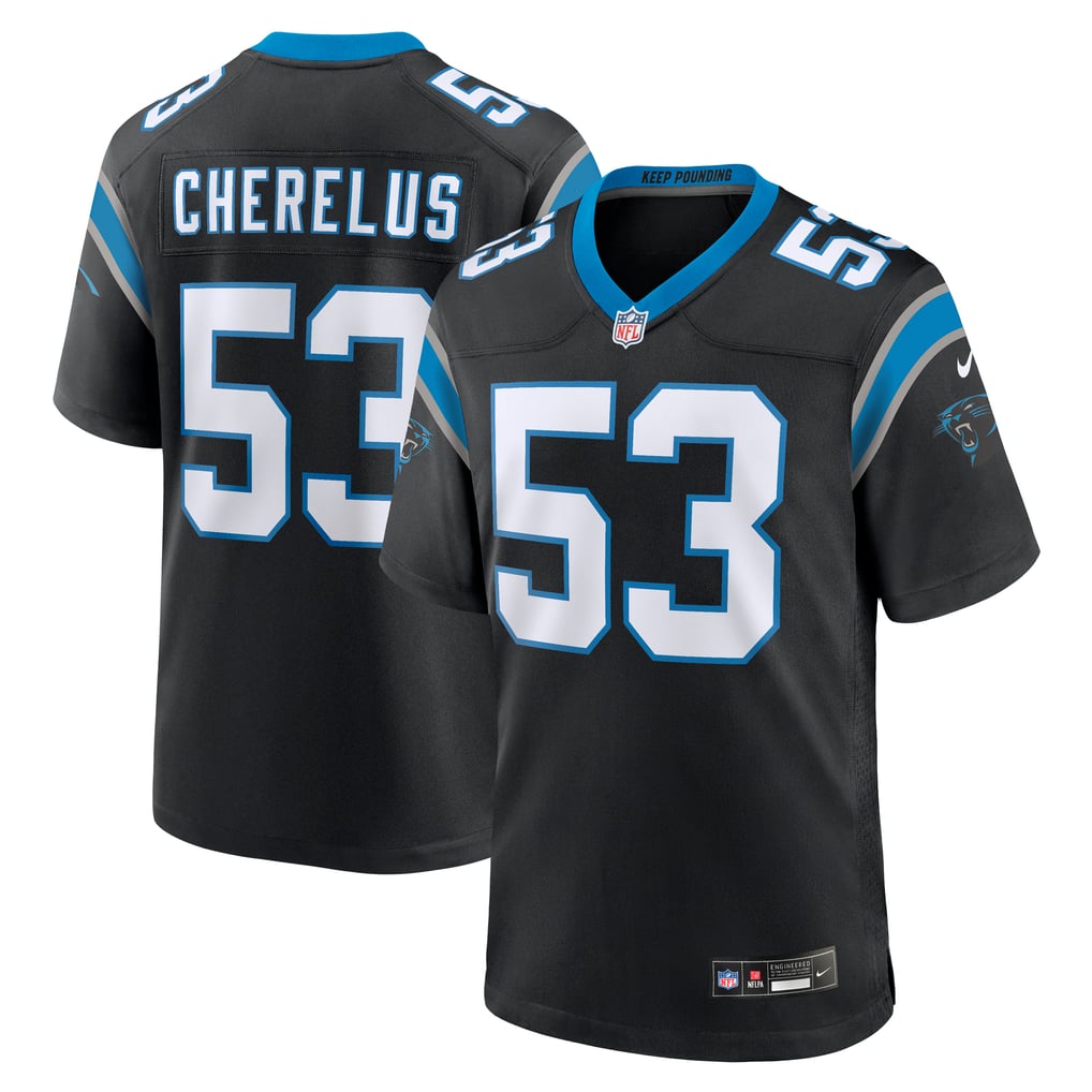 Men's Carolina Panthers Claudin Cherelus Black Team Game Jersey
