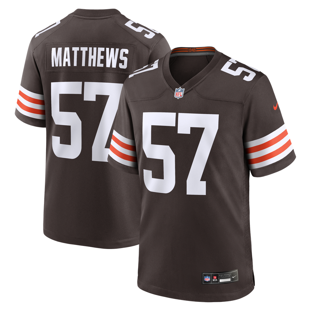 Men's Cleveland Browns Clay Matthews Brown Game Retired Player Jersey