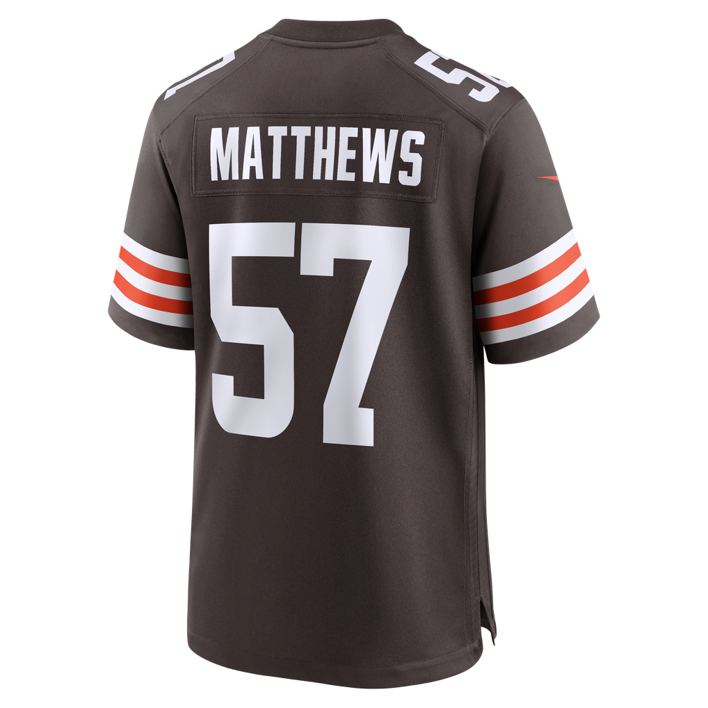 Men's Cleveland Browns Clay Matthews Brown Game Retired Player Jersey