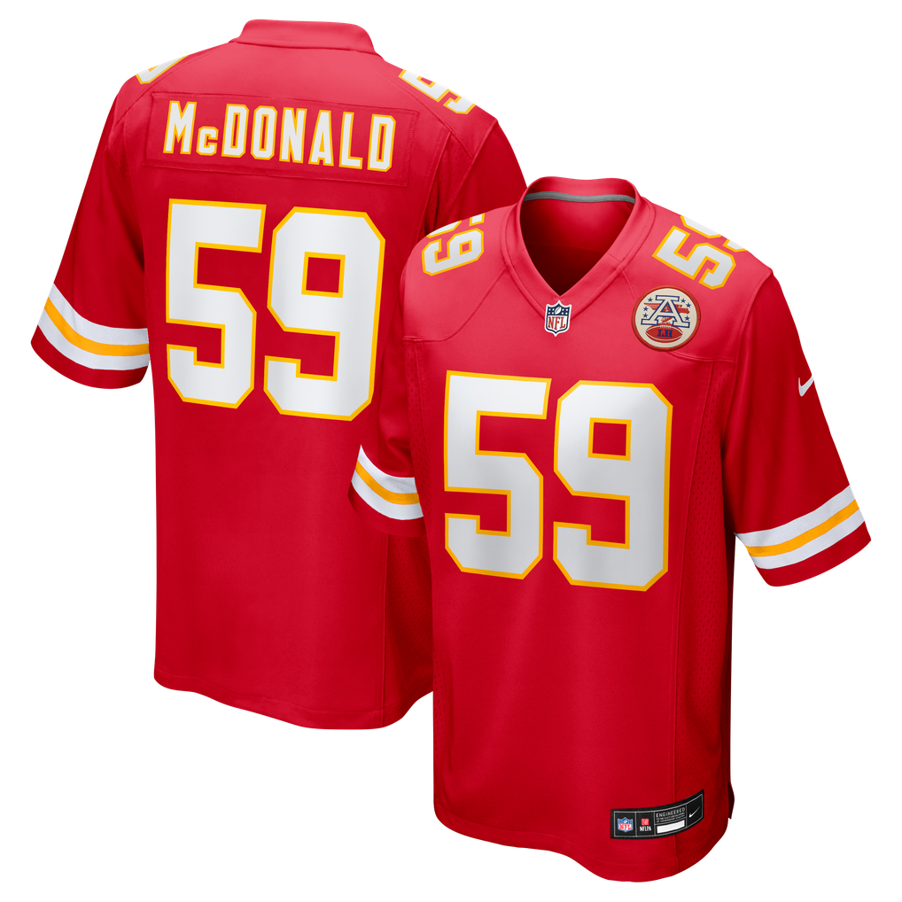 Men's Kansas City Chiefs Cooper McDonald Red Team Game Jersey