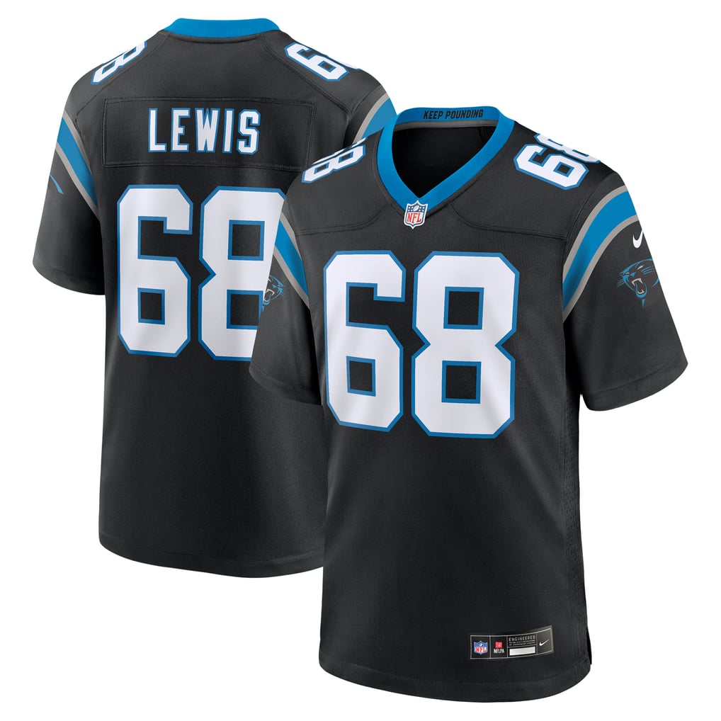 Men's Carolina Panthers Damien Lewis Black Game Jersey