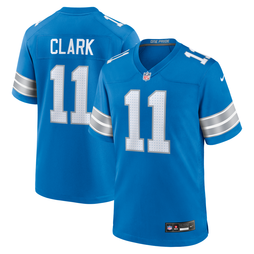 Men's Detroit Lions Damone Clark Blue Team Game Jersey