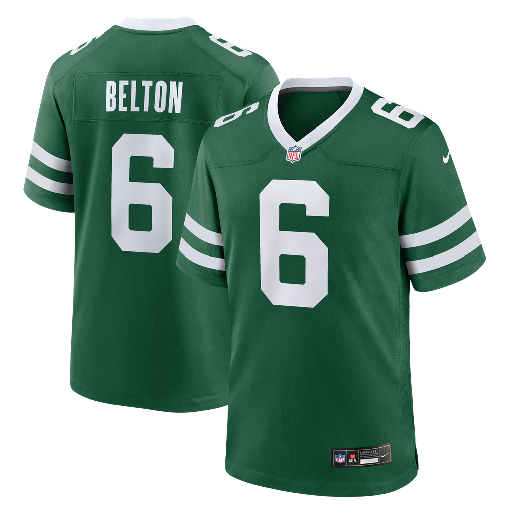 Men's New York Jets Dane Belton Legacy Green Team Game Jersey