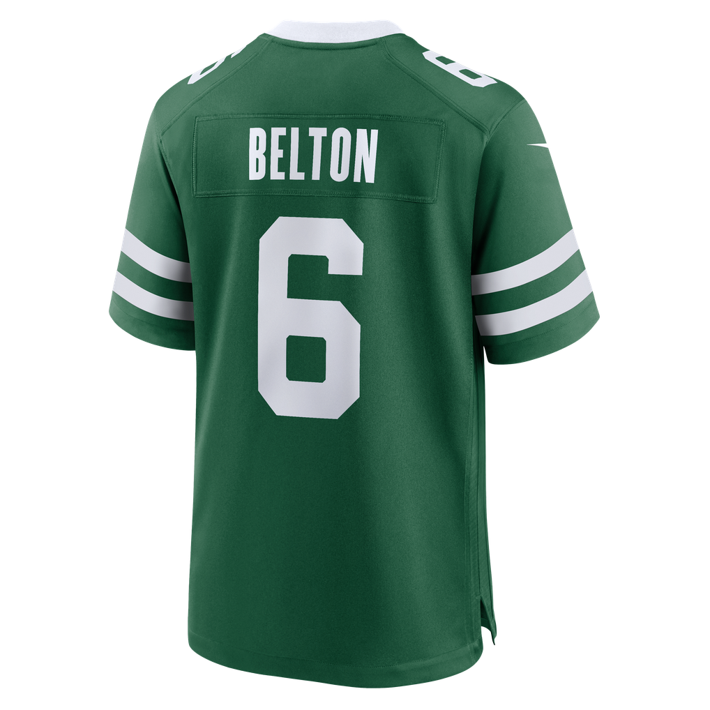 Men's New York Jets Dane Belton Legacy Green Team Game Jersey