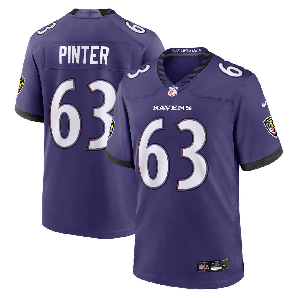 Men's Baltimore Ravens Danny Pinter Purple Team Game Jersey