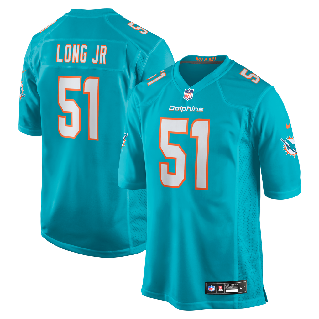 Men's Miami Dolphins David Long Jr. Aqua Game Jersey