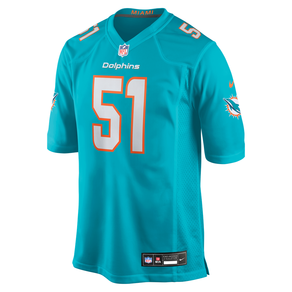 Men's Miami Dolphins David Long Jr. Aqua Game Jersey