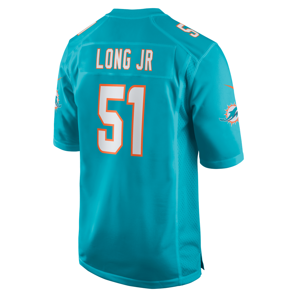Men's Miami Dolphins David Long Jr. Aqua Game Jersey